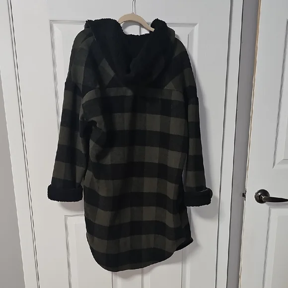 Plaid Hooded Coat with Pockets - Picture 5 of 7